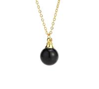 Obsidian Crystal Necklace with Golden Chain,Essential Oils Diffuser Necklaces for Women Fshion Small Ball Pendant Chork Amulet Jewelry Gifts for Girls Birthday Christmas Obsidian