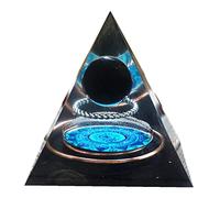 Obsidian Crystal Sphere Orgonite Pyramid with Positive Reiki Energy Chakra Healing Orgone Pyramide Collection Meditation Tool
