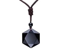 Obsidian Hexagram Pendant,Black Obsidian Necklace - Natural Black Pendant Necklaces Hexagram Jewelry For Men Women, Refer to description, refer to description, unisex