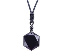 Obsidian Hexagram Pendant - Natural Black Obsidian Stone, Sturdy Handcrafted Jewelry, Protectiveamulet, 3x0.8cm Design | Hexagram Necklace for Men, Women, Spiritual Use, Meditation, Everyday Wear