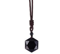 Obsidian Hexagram Pendant - Natural Black Obsidian Stone, Sturdy Handcrafted Jewelry, Protectiveamulet, Lightweight Design | Hexagram Necklace for Men, Women, Spiritual Use, Meditation, Everyday Wear