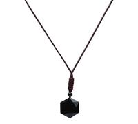 Obsidian Hexagram Pendant - Protective aamulet Necklace, Natural Crystal Jewelry, Spiritual Power Stone | Black Obsidian ttalisman with Hexagram Star Symbol, Healing Pendant Necklace for Women Men
