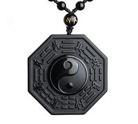 obsidian necklace, Black Obsidian Yin Yang Necklace Pendant Chinese Bagua Men's Jewelry Women's Jewelry