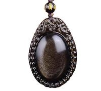 obsidian necklace, Natural Obsidian Necklace for Men and Women to Recruit Money and Transport Crystal Fine Jewelry