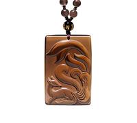 obsidian necklace, Obsidian Nine-Tailed Fox Pendant Necklace Men and Women