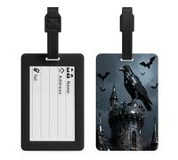 Obsidian Raven Tower Luggage Tags for Suitcases Personalized Luggage Tags Business Card Holder Travel ID Bag Tag with Address Card Quick Spot Baggage Identifier for Carry On