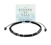 Obsidian 'Strong as Fuck' Morse Code Bracelet, Handmade Braided Hidden Message Bead Wrap Bracelet, Morse Code Inspirational Adjustable Bracelets Gifts for Women Men