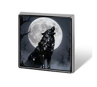 Obsidian Wolf Moon Lapel Pin Brooches Square Fashion Brooch Pin Cute Button Badges Alloy Button Pins Enamel Pins Metal Pinback for Hat Shirt Clothing Bags