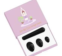 Obsidian Yoni Egg Yoni Wand Set Natural Stone Love Eggs Drilled and Undrilled Egg for Kegel Exercise Feminine Product-Undrill Set with Box