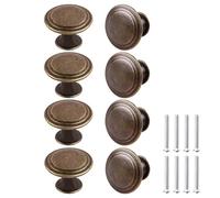 OBSOLLDD 8Pcs Vintage Cabinet Knobs, 30mm Antique Style Cabinet Brass Door Knobs with Screws，Bronze Drawer Handles and Knobs for Various Furniture cabinets