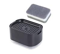 Obsoorth 10oz Dish Soap Dispenser for Kitchen Sink with Sponge Holder Push Down Pump Soap Dispenser Kitchen Premium Quality Sink Dish Washing- Black