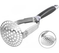 Obsoorth Mashed Potato Masher Stainless Steel Foldable Non Stick 12 Inch Long Handle Heavy Duty Smasher Kitchen Tool,Potato Masher and Peeler for Avocado, Bean, Baby Food, Silver