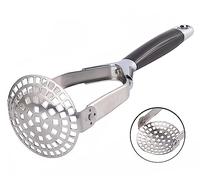 Obsoorth Mashed Potato Masher Stainless Steel Foldable Non Stick 12 Inch Long Handle Heavy Duty Smasher Kitchen Tool with Small Holds for Avocado, Bean, Baby Food, Silver
