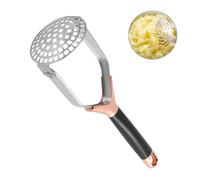 Obsoorth Potato Masher, Folding Stainless Steel Non Stick Non-Slip Mash Potatoes Masher 12 Inch Long Handle Saves Space Heavy Duty Bean Smasher Tool for Avocado, Bean, Rose Gold