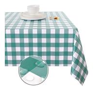 Obstal 100% Waterproof PVC Table Cloth, Oil-Proof Spill-Proof Vinyl Rectangle Tablecloth, Wipeable Table Cover for Outdoor and Indoor Use,Green Teal,54 x 78 Inch