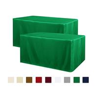 Obstal 2 Pack Table Clothes for 6 Foot Rectangle Tables - Water Resistant Fabric Polyester Rectangle Table Cover Protector for Wedding, Banquet and Trade Shows, 72L x 30W x 30H Inches, Green