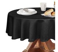 Obstal 210GSM Round Table Cloth, Water Resistance Microfiber Tablecloth, Decorative Fabric Circular Table Cover for Outdoor and Indoor Use (Black, 70 Inch Diameter)