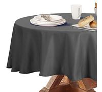 Obstal 210GSM Round Table Cloth, Water Resistance Microfiber Tablecloth, Decorative Fabric Circular Table Cover for Outdoor and Indoor Use (Grey, 70 Inch Diameter)