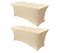 Obstal 6 Foot Stretch Spandex Table Cover for Standard Folding Tables 2 Pack Universal Rectangle Table Protector for Wedding, Banquet and Party 72 Length x 30 Inch Width