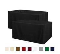 Obstal Black Tablecloth Fitted for 6ft Rectangle Table - Water Resistant Polyester Table Cover for Indoor/Outdoor Use, 72x30 inches