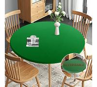 Obstal Green Round Table Cloth, 40" - 44", Waterproof, Stain Resistant, Fits 6-8 Seats