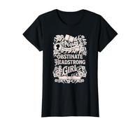 Obstinate Headstrong Girl Floral Design Value Graphic T-Shirt, Women, Black, XL