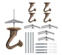 OBSTKUCHEN 4 Sets Swag Ceiling Hooks Heavy Duty Swag Hook with Hardware for Hanging Plants Ceiling Installation Cavity Wall Fixing (4, Antique Brass)