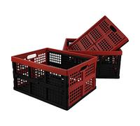Obstnny 3 Pack Plastic Folding Storage Crate, 32 L Large Collapsible Storage Crate