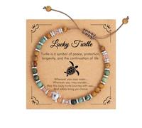 OBSUN Bracelets for Women Natural Stone Best Friend Heart Evil Eye Turtle Wave Inspirational Bracelet Birthday Gifts Graduation Christmas Mother’s Day Gift for Friends Bestie Mom Daughter, 12inches