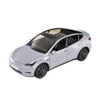 OBTABYBQX Diecast 1/24 For TESLA Model Y Diecast Alloy Models Car With Sound And Light Pull Back Function Decorative Souvenirs Keepsake(Silver)