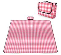 OBTANIM Extra Large Picnic Blanket 80 x 80 Inch Waterproof Foldable Beach Blankets Outdoor Picnic Mat for Camping Grass Lawn Park Music Festival Party Accessories (Red and White)