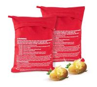 OBTANIM Microwave Potato Bag, 2 Pack of Reusable Microwave Cooker Bag Baked Pouch Potato Bag, Red