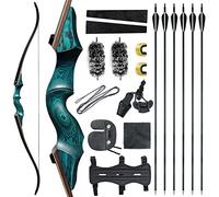 OBTOUTDOOR Black Hunter Original Recurve Bows Bow and Arrow Set Adults Archery Bow 60" 20-60lbs Right Hand Wooden Riser Carbon Arrows for Outdoor Training Competition (60lbs)