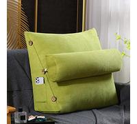 OBTUSS Wedge Reading Cushion Pillow with Adjustable Neck Pillow and Pockets, Sofa TV Back Pillow,Bed Rest Cushion Headboard Back Lumbar Support Triangular Pillow