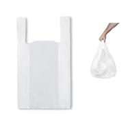 Obulco Supplies - Plastic Bags with Handles and Resistant 70% Recycled and Recyclable - 200 Gauge - T-Shirt Bag 35 x 50 Suitable for Food Use - 100 Units (35 x 50 cm)