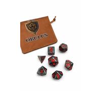 OBULUS - Set of 7 Polyhedral RPG Dice (D4-D6-D8-D10-D12-D20-D%) - Rock Role Playing Dice with Velvet Pouch - Accessories DND, Pathfinder, JDR, Table Games