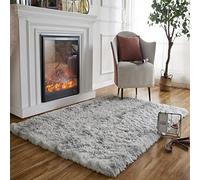 Obundi Grey Tie-Dye Fluffy Small Rug,Soft Warm Childrens Room,Bedroom Bedside Carpet Durable Use Washable Rug (Light Grey,80×120 cm)