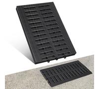 Obuyke Drain Covers Heavy Duty Plastic, Outside Channel Grate, Yard Grilles | Black Polymer Sewer Grid, Anti-Clogs, Fast Flow, Garden Driveway, Patio Trench, Surface Water Runoff, Rustproof, 12 Inches