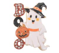 Obuyke Halloween Ghost Brooch Pin with BOO Letter, Witch Hat and Pumpkin | Halloween Ghost Jewelry for Ghost Lover Gift, Cute Rhinestone Lapel Pin with Pumpkin Bucket for Bag Clothing