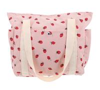 Obuyke Women Strawberry Corduroy Pink Shoulder Bag for Travel and Work | Lightweight Polyester Lining, Side Pocket Detail, Spring Summer Daily Commutes, Occasions Use