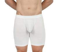 Obviously Men's Underwear 6 Inch Boxer Briefs EliteMan AnatoMAX (White/L)