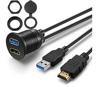 OBVIS - USB3.0 and HDMI Extension Flush Dash Panel Mount Cable for Car Boat Motorcycle (6 Feet)