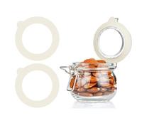 OBYJCA Standard Rubber Seals, 2 Pcs Re-Usable Leak Proof Silicone Gasket Airtight Seals Rings Compatible with Jars Mason Jar Clip Top Jars, Regular Wide Mouth Glass Orange, 0.35L-2L