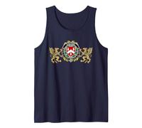 O'Byrne/Byrne Irish Badge w/Tartan & Griffins Tank Top, Men, Navy Blue, XX-Large