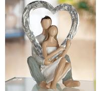 ocala polyresin loving couple heart frame sculpture in grey