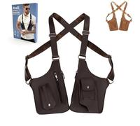 ocalil Double Shoulder Armpit Bag, 2025 New Men Anti-Theft Underarm Wallet Pocket Holster Phone Leisure Double Shoulder Pouch, Brown, Double Shoulder Armpit Bag