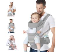 Ocanoiy Baby Carrier Newborn to Toddler Baby Wrap Carrier with Hip Seat Kangaroo Carrier Toddler Infant Baby Holder for Men Women Dad Mom (Grey)