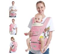 Ocanoiy Baby Hip Seat Carrier - Ergonomic Infant Waist Stool with Hip Seat - Kangaroo Pocket Front & Back Baby Holder - 3-36 Months (New Pink)