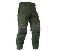 OCANXUE Men’s Tactical Pants with Knee Pads Camo Cargo Pants Waterproof Hiking Pants 10 Pockets No Belt, Army Green, 40