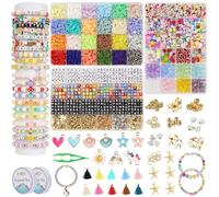 OCARDI Friendship Bracelet Making Kit,Clay Beads&Glass Seed Beads&Pony Beads with Charms Pendant Bracelet Kit for Jewellery Making,Gifts for Christmas,Art and Craft Gifts for Kids gilrs
